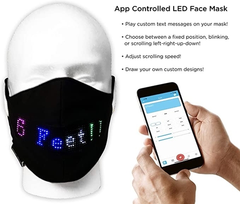 ปาร์ตี้เทศกาลหน้ากาก LED แบบตั้งโปรแกรมได้ Bluetooth App ควบคุม USB ชาร์จใหม่ได้