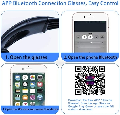 แว่นตา LED ที่ตั้งโปรแกรมได้ควบคุมด้วยแอพพร้อมรูปแบบข้อความ Bluetooth DIY