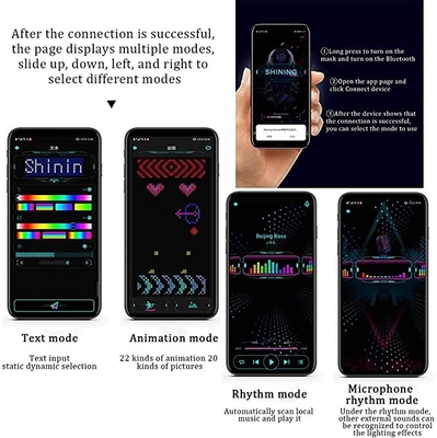 รูปแบบข้อความ DIY ที่ตั้งโปรแกรมได้ Bluetooth LED Hat App ควบคุม Magic Display LED Hat