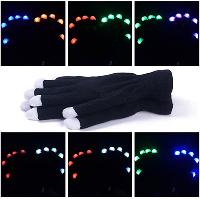 ปลายนิ้วสีเข้มเรืองแสงถุงมือไฟ LED สำหรับปาร์ตี้คริสต์มาส Rave